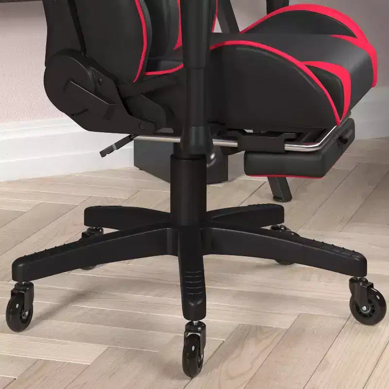 Flash Furniture X30 Gaming Chair Racing Computer Chair with Reclining Back, Slide-Out Footrest, and Transparent Roller Wheels