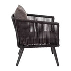 Ensemble de conversation quatre pièces Emma et Oliver tissé gris et noir tout temps avec coussins et table basse en métal pour véranda, cour arrière et patio