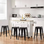 Yaheetech Lot de 4 Tabourets de Bar sans Dossier Empilables en Métal Hauteur Comptoir 61 cm Intérieur/Extérieur