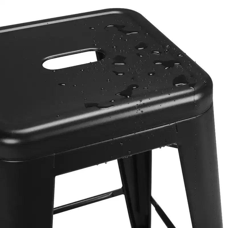 Yaheetech Lot de 4 Tabourets de Bar sans Dossier Empilables en Métal Hauteur Comptoir 61 cm Intérieur/Extérieur