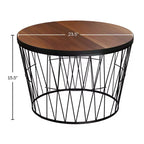 Table basse ronde avec base géométrique en métal Table d'appoint moderne pour salon Table basse du milieu du siècle par Lavish Home (Marron/Noir)