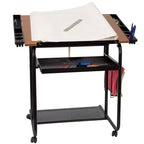 Emma and Oliver Adjustable Drawing and Drafting Table with Dual Wheel Casters