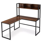 Bureau d'ordinateur d'angle en forme de L de 55 pouces avec étagère de rangement Costway
