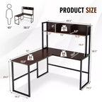 Bureau d'ordinateur d'angle en forme de L de 55 pouces avec étagère de rangement Costway