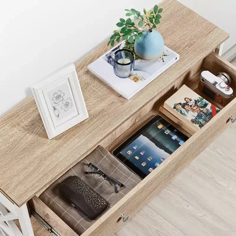 Yaheetech Vintage Wooden Console Table with 1 Drawer and 2 Open Shelves