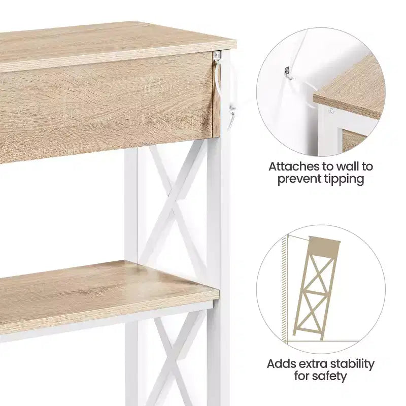 Yaheetech Vintage Wooden Console Table with 1 Drawer and 2 Open Shelves