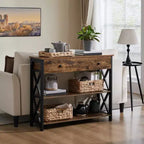 Yaheetech Vintage Wooden Console Table with 1 Drawer and 2 Open Shelves