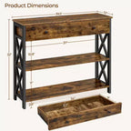 Yaheetech Vintage Wooden Console Table with 1 Drawer and 2 Open Shelves