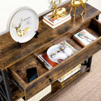 Yaheetech Vintage Wooden Console Table with 1 Drawer and 2 Open Shelves