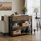 Yaheetech Vintage Wooden Console Table with 1 Drawer and 2 Open Shelves