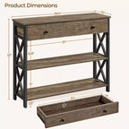 Yaheetech Vintage Wooden Console Table with 1 Drawer and 2 Open Shelves