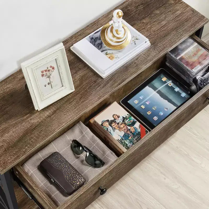 Yaheetech Vintage Wooden Console Table with 1 Drawer and 2 Open Shelves