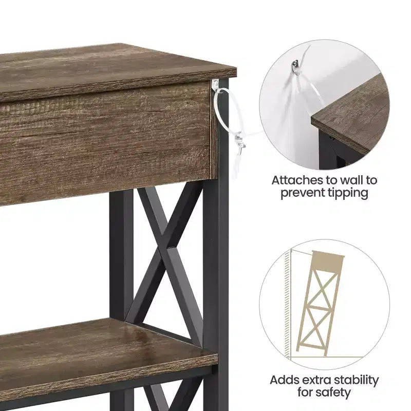 Yaheetech Vintage Wooden Console Table with 1 Drawer and 2 Open Shelves