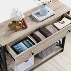Yaheetech Vintage Wooden Console Table with 1 Drawer and 2 Open Shelves