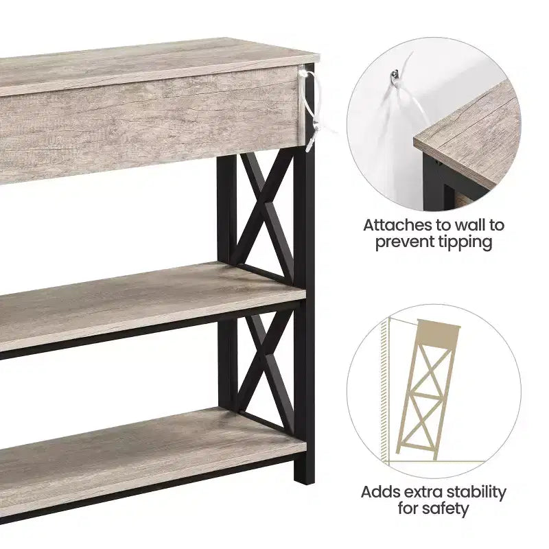 Yaheetech Vintage Wooden Console Table with 1 Drawer and 2 Open Shelves