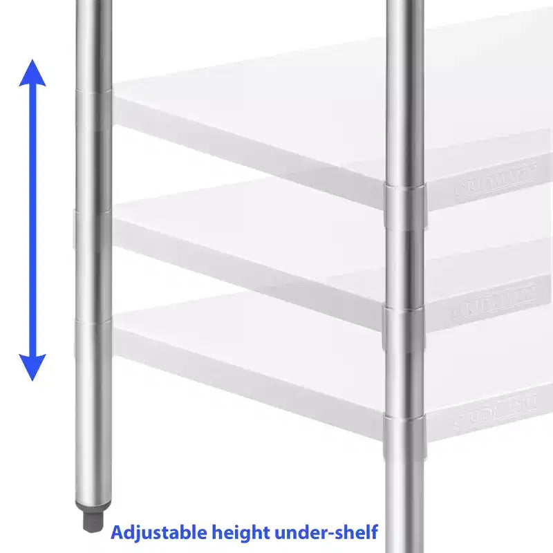 Tables en acier inoxydable GRIDMANN avec étagère inférieure, tables de travail et de préparation de cuisine commerciale NSF pour restaurant et maison