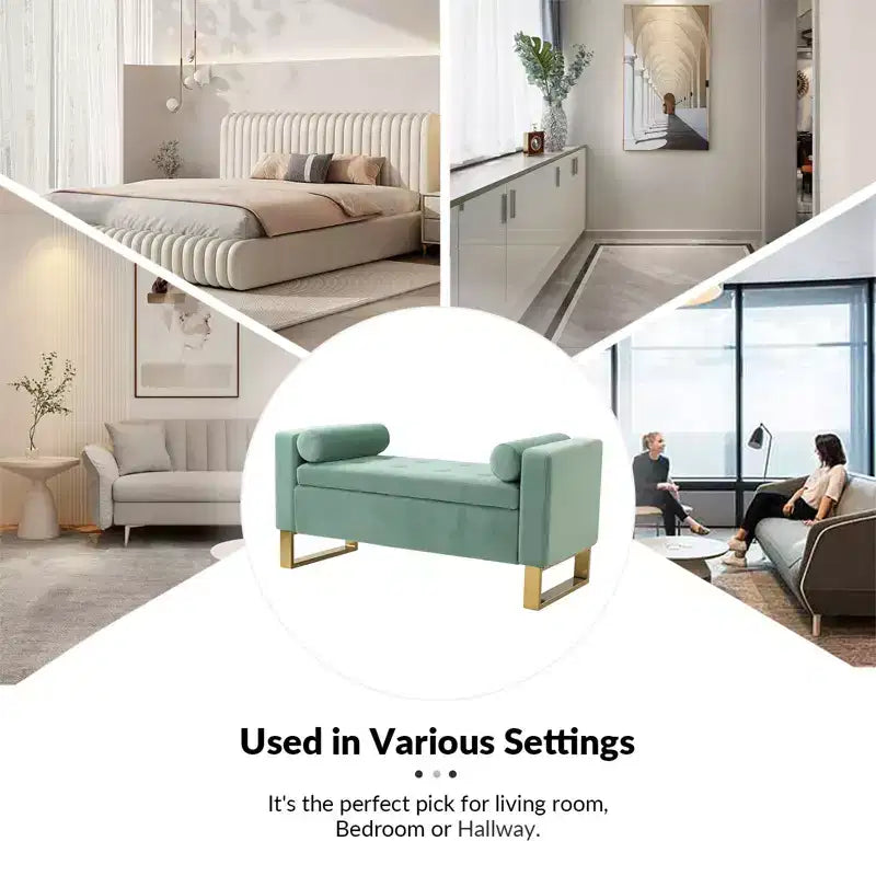 Rita 50.4 Wide Storage Bench| ART OF LIVING DESIGNS-SAGE
