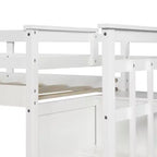 Twin Over Twin Wood Bunk Bed with 4 Drawers, Trundle and Staircase-ModernLuxe