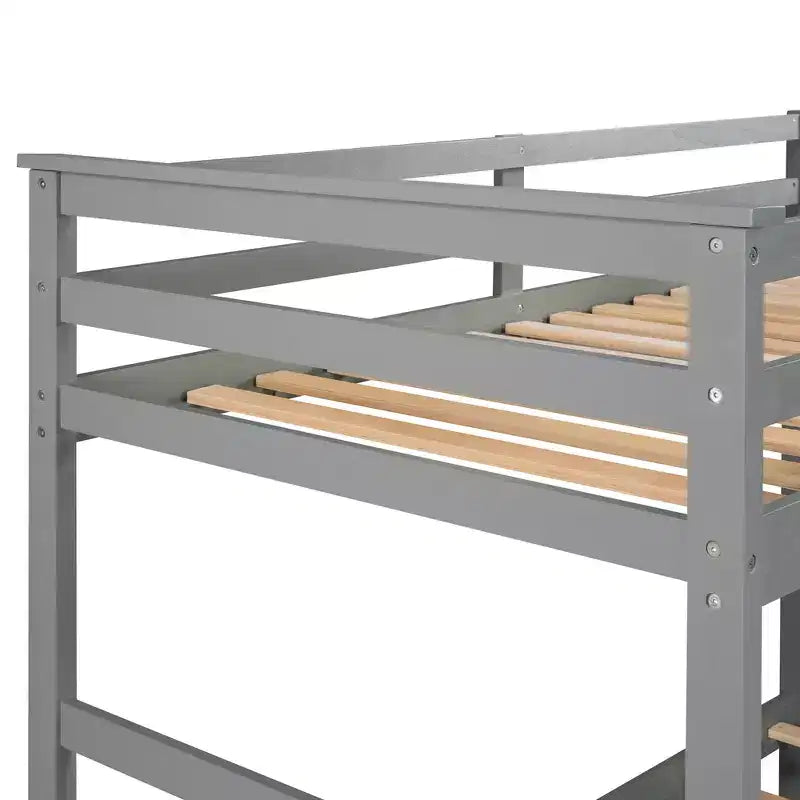 Twin Over Twin Wood Bunk Bed with 4 Drawers, Trundle and Staircase-ModernLuxe
