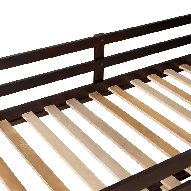 Twin Over Twin Wood Bunk Bed with 4 Drawers, Trundle and Staircase-ModernLuxe