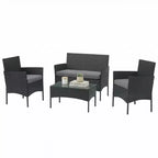 Patio Furniture Set  4-Piece Rattan Outdoor Sofa, 2 Cushioned Chairs, and Table Combo for Deck, Pool, or Porch Furniture by Lavish Home (Gray)