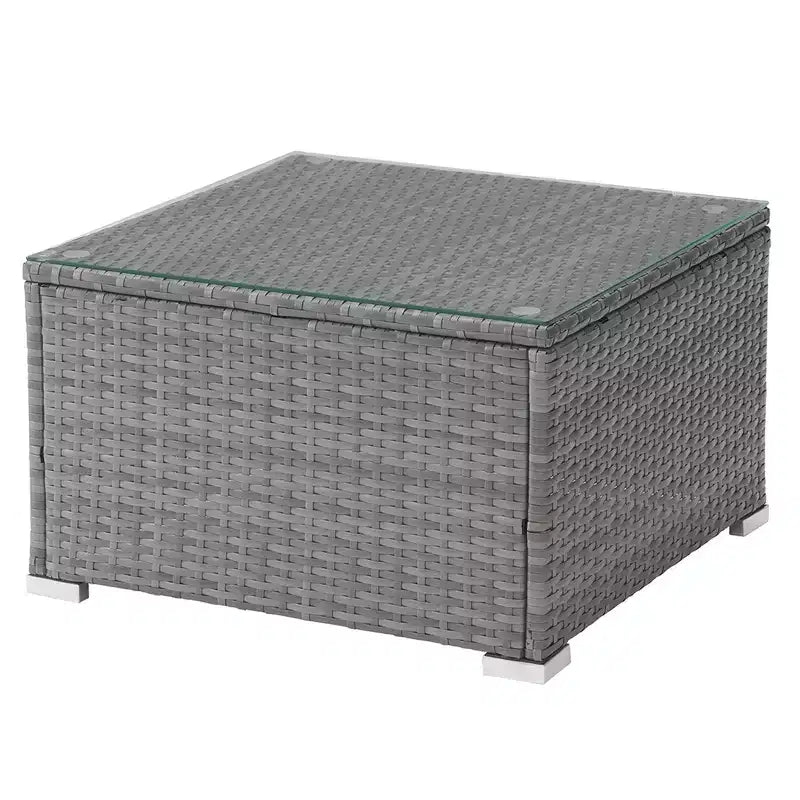 Ensemble de mobilier de jardin - Ensemble de canapé, pouf et table d'extérieur 3 pièces en rotin pour terrasse, piscine, véranda ou jardin par Lavish Home (gris/bleu)