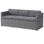 Ensemble de mobilier de jardin - Ensemble de canapé, pouf et table d'extérieur 3 pièces en rotin pour terrasse, piscine, véranda ou jardin par Lavish Home (gris/bleu)