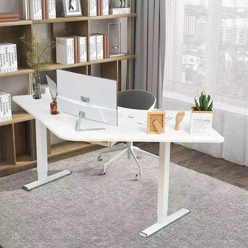 Costway Electric Sit Stand Desk Frame Dual-motor Height-adjustable Standing Desk Base with 3 Memory Positions & Touch Control Panel Home Office