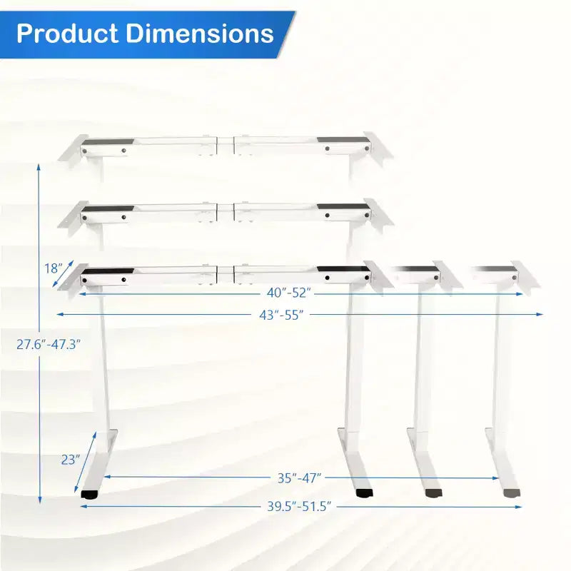 Costway Electric Sit Stand Desk Frame Dual-motor Height-adjustable Standing Desk Base with 3 Memory Positions & Touch Control Panel Home Office