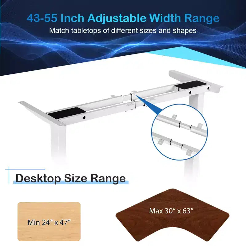 Costway Electric Sit Stand Desk Frame Dual-motor Height-adjustable Standing Desk Base with 3 Memory Positions & Touch Control Panel Home Office