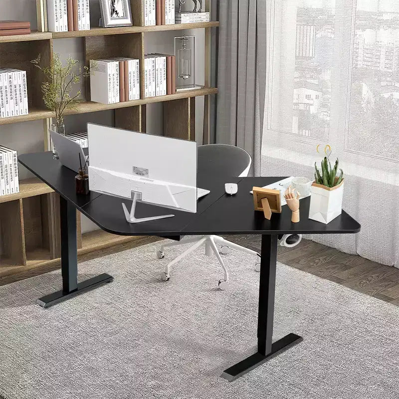 Costway Electric Sit Stand Desk Frame Dual-motor Height-adjustable Standing Desk Base with 3 Memory Positions & Touch Control Panel Home Office