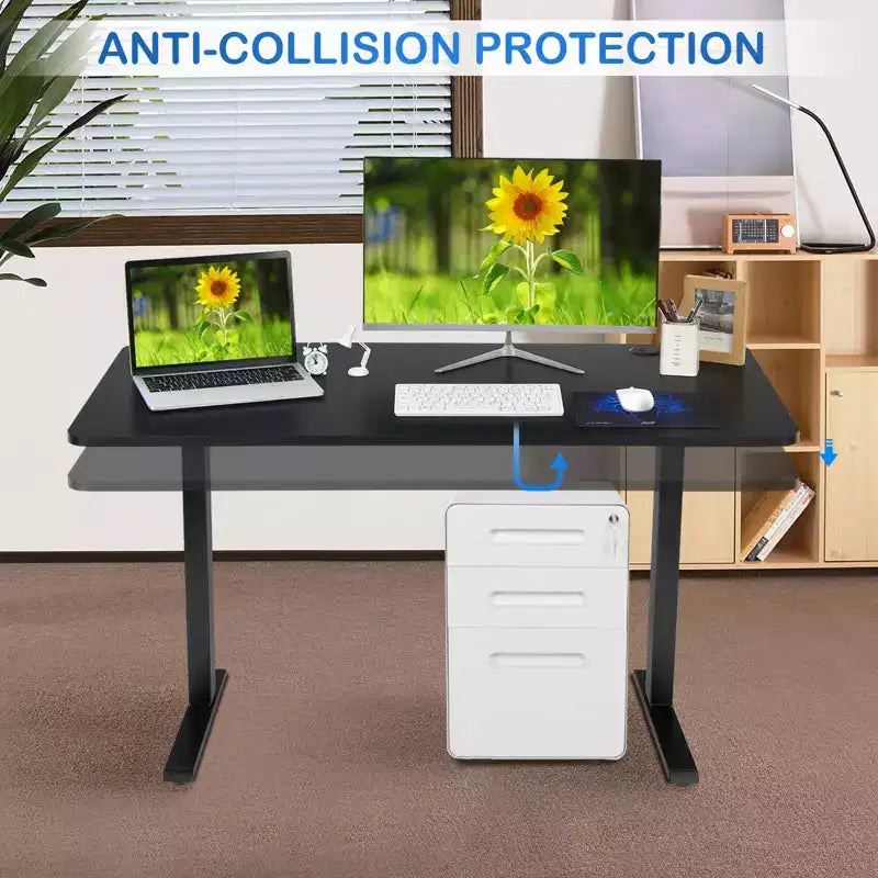 Costway Electric Sit Stand Desk Frame Dual-motor Height-adjustable Standing Desk Base with 3 Memory Positions & Touch Control Panel Home Office