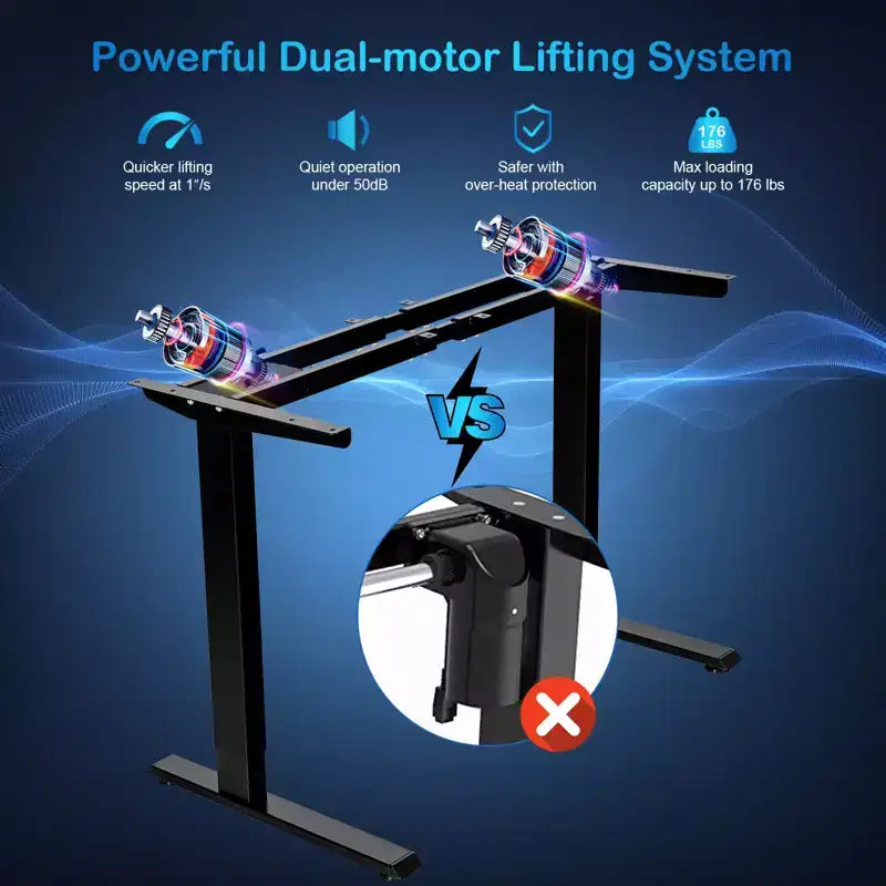 Costway Electric Sit Stand Desk Frame Dual-motor Height-adjustable Standing Desk Base with 3 Memory Positions & Touch Control Panel Home Office