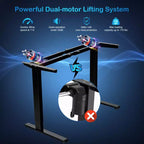 Costway Electric Sit Stand Desk Frame Dual-motor Height-adjustable Standing Desk Base with 3 Memory Positions & Touch Control Panel Home Office