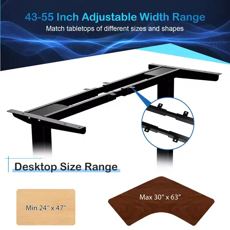 Costway Electric Sit Stand Desk Frame Dual-motor Height-adjustable Standing Desk Base with 3 Memory Positions & Touch Control Panel Home Office