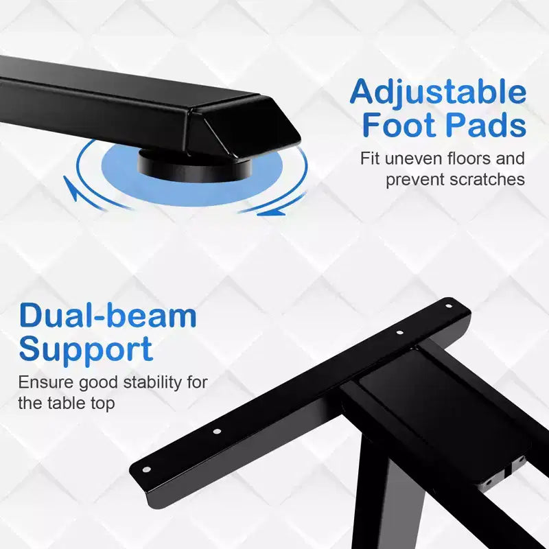 Costway Electric Sit Stand Desk Frame Dual-motor Height-adjustable Standing Desk Base with 3 Memory Positions & Touch Control Panel Home Office