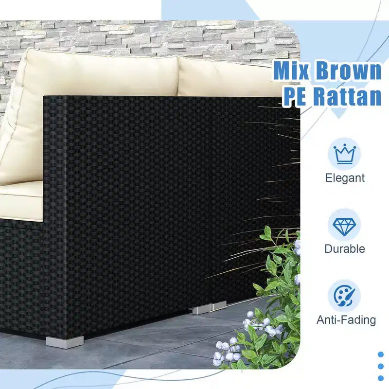Costway 5 Pieces Outdoor Furniture Set with Seat & Back Cushions Tempered Glass Tabletop