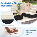 Costway 5 Pieces Outdoor Furniture Set with Seat & Back Cushions Tempered Glass Tabletop