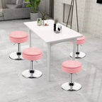 Costway Lot de 3 tabourets de coiffeuse réglables pivotants à 360° avec rangement et plateau, Blanc/Noir/Rose