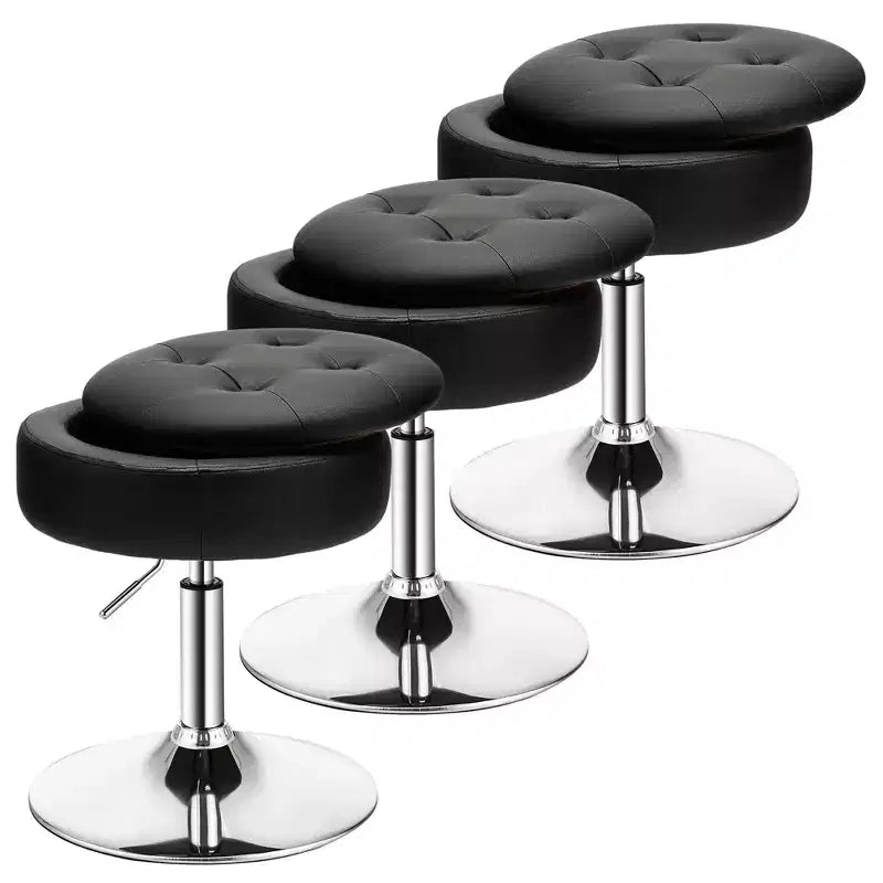 Costway Set of 3 AdjustableVanity Stool 360 Swivel Storage Makeup Chair with Tray White/Black/Pink
