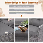 Costway Ensemble de Meubles de Jardin en Rotin 4 Pièces Canapé Ottoman Coussins pour Terrasse Jardin Blanc/Gris/Noir