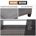 Costway Ensemble de Meubles de Jardin en Rotin 4 Pièces Canapé Ottoman Coussins pour Terrasse Jardin Blanc/Gris/Noir