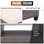 Costway Ensemble de Meubles de Jardin en Rotin 4 Pièces Canapé Ottoman Coussins pour Terrasse Jardin Blanc/Gris/Noir