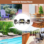 Costway Patio Rattan 4PCS Conversation Furniture Set Cushioned Seat Glass Table