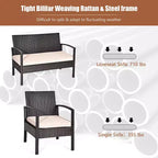 Costway Patio Rattan 4PCS Conversation Furniture Set Cushioned Seat Glass Table