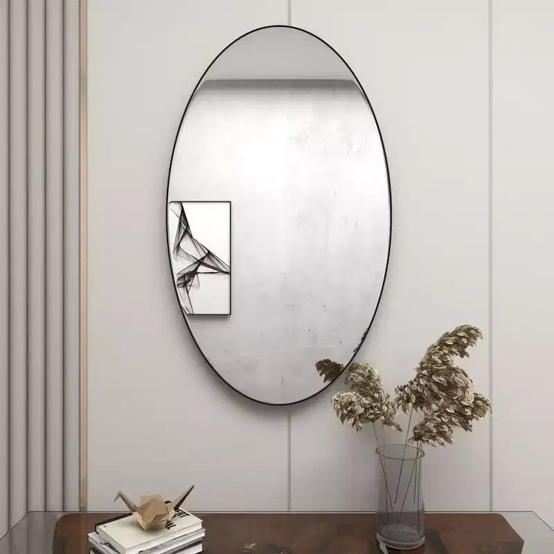 Contemporary Wood Oval Wall Mirror  Olivia & May