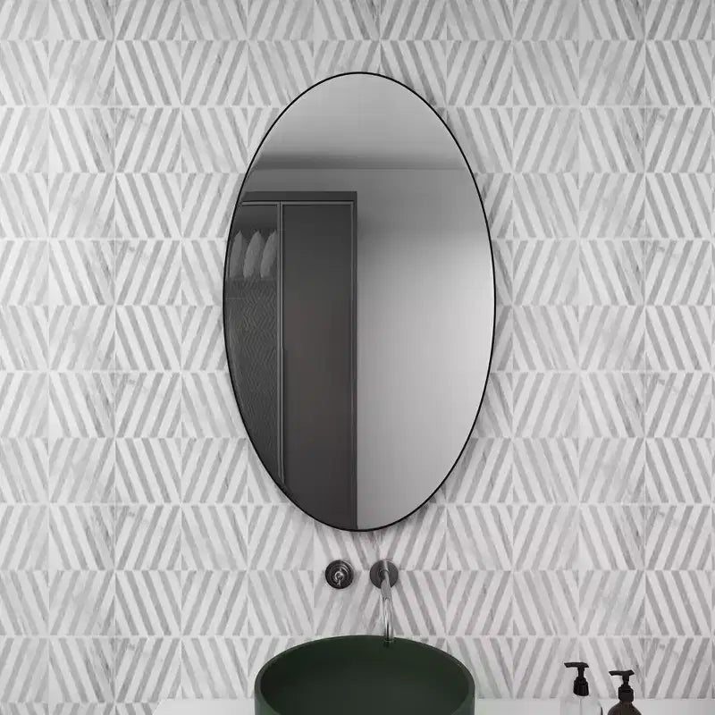 Contemporary Wood Oval Wall Mirror  Olivia & May