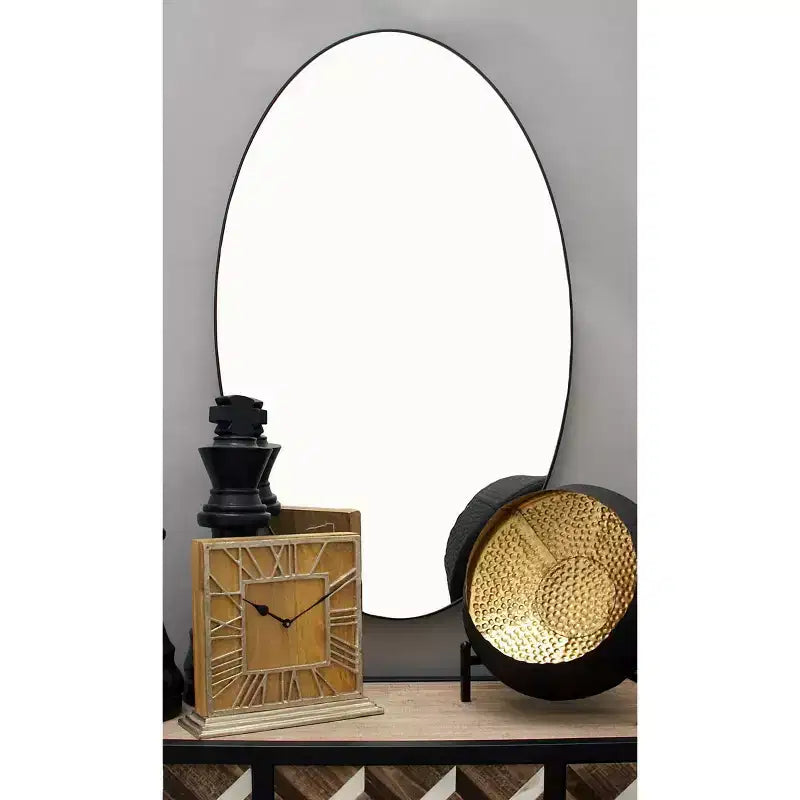 Contemporary Wood Oval Wall Mirror  Olivia & May