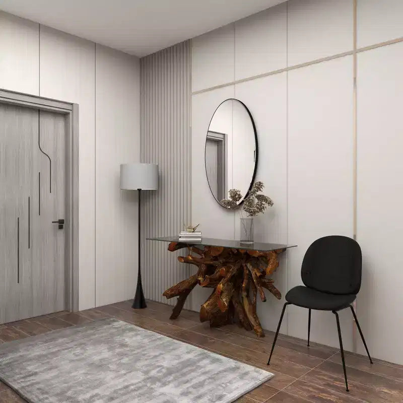 Contemporary Wood Oval Wall Mirror  Olivia & May