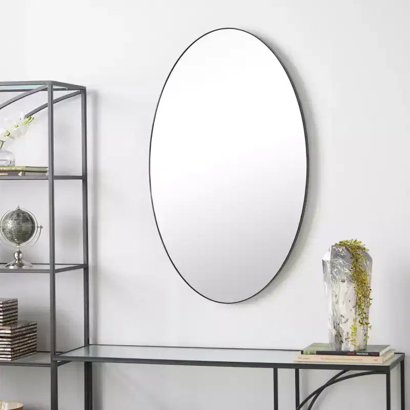 Contemporary Wood Oval Wall Mirror  Olivia & May